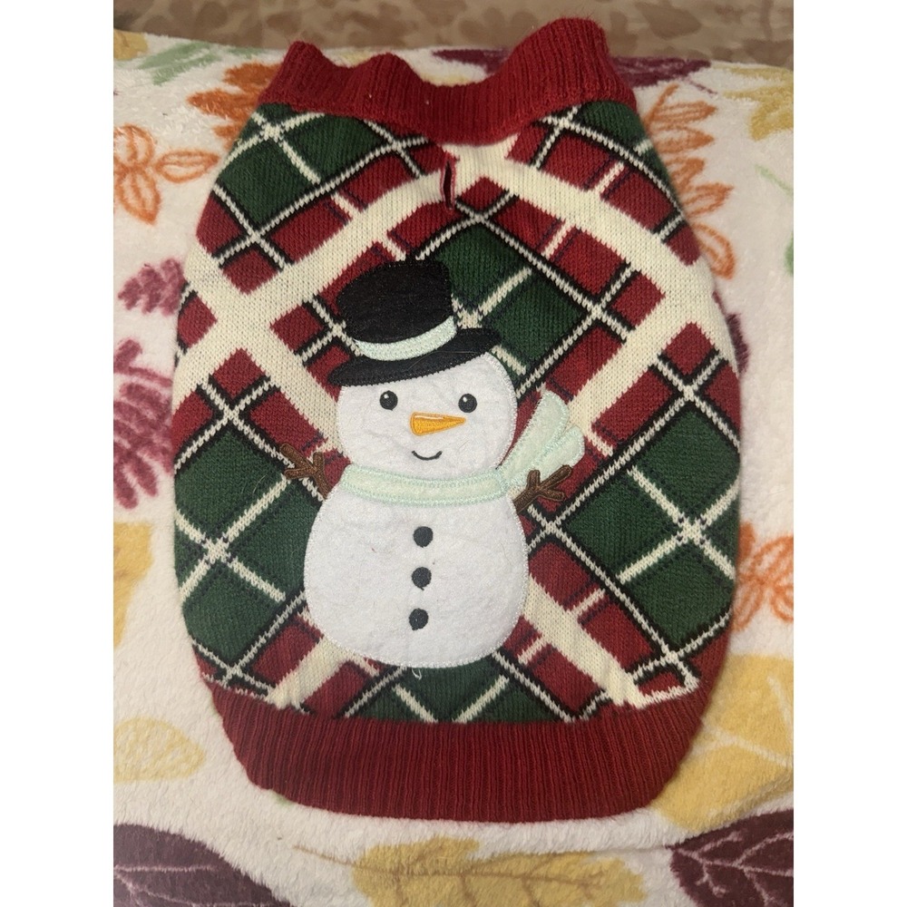 Snowman Argyle Dog Sweater Christmas Winter Xs‎